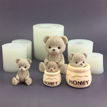 Cute Bear Honey Βάζο σιλικόνης Καλούπι Κεριού Σοκολατένιο Κέικ Ice Cube Mold Aromatherapy Γύψος σταγόνας κόλλα καλούπι κεριών προμήθειες κατασκευής