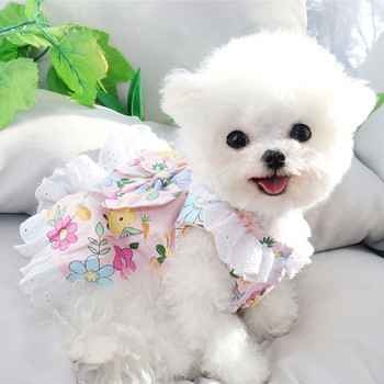 Bichon Crushed Flower Dress Мека рокля за домашни любимци Princess Dress Teddy Пролетни летни дрехи Puppy Pretty Dress Дрехи за домашни кучета