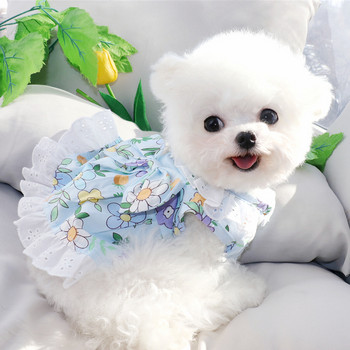 Bichon Crushed Flower Dress Мека рокля за домашни любимци Princess Dress Teddy Пролетни летни дрехи Puppy Pretty Dress Дрехи за домашни кучета