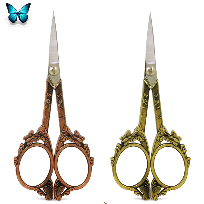 Väga ilusad roostevabast terasest antiikkäärid näputööks ja käsitööks Rose Gold käärid Kuldsed vintage paberikäärid