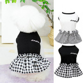 Mājdzīvnieku kleita ar apaļu kaklu Apburoša mājdzīvnieku princeses kleita Mīksta mazgājama režģa savienošana bez piedurknēm mājdzīvnieku suņu kleita Apģērbi mājdzīvnieku piederumi