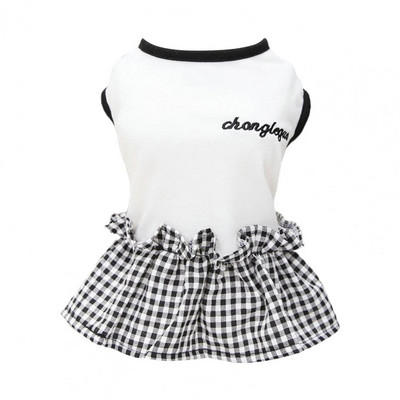 Mājdzīvnieku kleita ar apaļu kaklu Apburoša mājdzīvnieku princeses kleita Mīksta mazgājama režģa savienošana bez piedurknēm mājdzīvnieku suņu kleita Apģērbi mājdzīvnieku piederumi