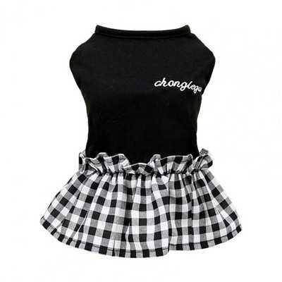 Mājdzīvnieku kleita ar apaļu kaklu Apburoša mājdzīvnieku princeses kleita Mīksta mazgājama režģa savienošana bez piedurknēm mājdzīvnieku suņu kleita Apģērbi mājdzīvnieku piederumi