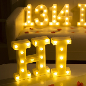 Декоративни букви Буква от азбука LED светлини Светеща лампа с цифри Декорация Батерия Нощна лампа Парти Декорация за бебешка спалня.