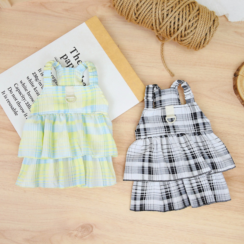 Kucēns Princeses Kleita Pavasaris Vasaras Modes Rūtains Svārki Mājdzīvnieks Jauki Dizainera Zirglietas Maza Suņa Veste Kaķu drēbes Čivavas Pūdelis