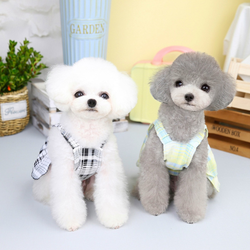 Kucēns Princeses Kleita Pavasaris Vasaras Modes Rūtains Svārki Mājdzīvnieks Jauki Dizainera Zirglietas Maza Suņa Veste Kaķu drēbes Čivavas Pūdelis