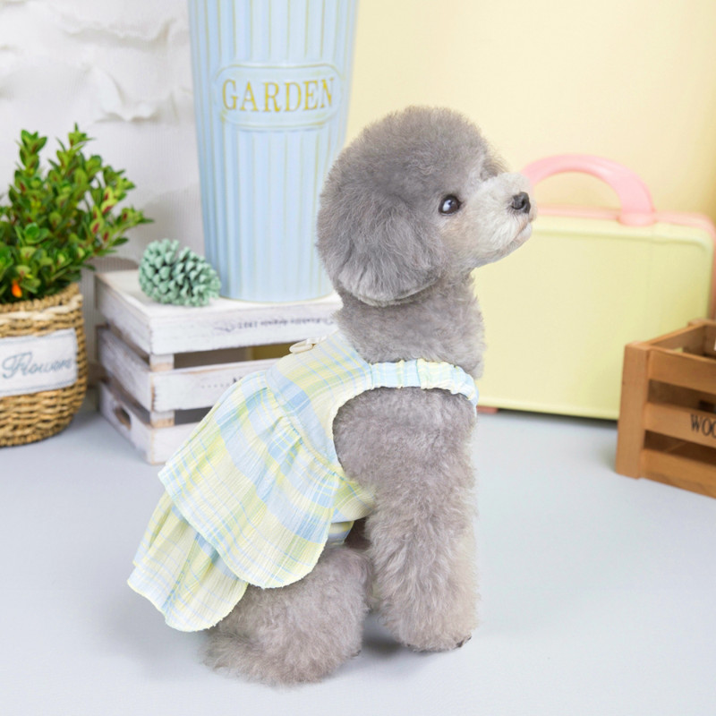 Kucēns Princeses Kleita Pavasaris Vasaras Modes Rūtains Svārki Mājdzīvnieks Jauki Dizainera Zirglietas Maza Suņa Veste Kaķu drēbes Čivavas Pūdelis