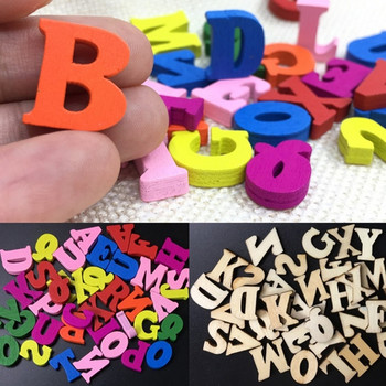 100 τμχ Ξύλινος αριθμός Αγγλικά αλφάβητα Baby Early Education Learning Tool Scrapbooking Ξύλινα γράμματα DIY Χειροτεχνία Διακόσμηση