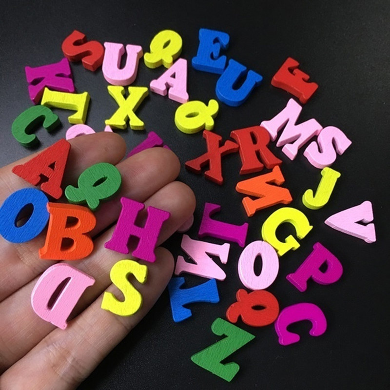 100 tk puidust numbrid Inglise tähestikud Beebi alushariduse õppevahend Scrapbooking Puit DIY tähed Käsitöö kaunistus