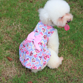 Πολύχρωμο φιόγκο Σχέδιο για κατοικίδια Ένδυση για σκύλους Φόρεμα για γάτα κουτάβι Φούστα σκυλιών Ρούχα για μικρά σκυλιά Φορέματα Floral πριγκίπισσα αμάνικα φούστες