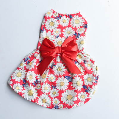 Mitmevärviline vibu disain Lemmikloomarõivad Koera Kassi Kleit Kutsika Seelik Koerariided Väikestele Koertele Kleidid Lillelised printsessi Varrukateta Seelikud