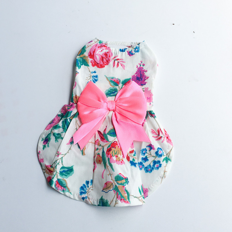 Mitmevärviline vibu disain Lemmikloomarõivad Koera Kassi Kleit Kutsika Seelik Koerariided Väikestele Koertele Kleidid Lillelised printsessi Varrukateta Seelikud