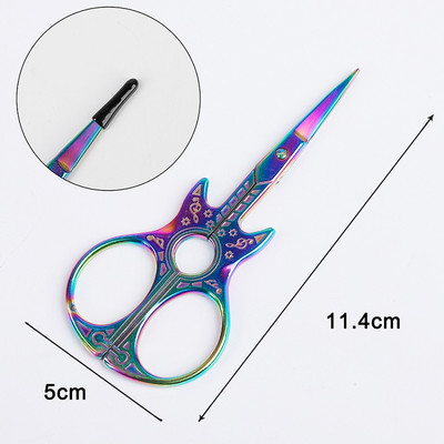 1Gb Izturīgs nerūsējošais tērauds Vintage klasiskās izšūšanas šķēres nagu mākslas ģitāras formas šķēres griezēji stila rīki