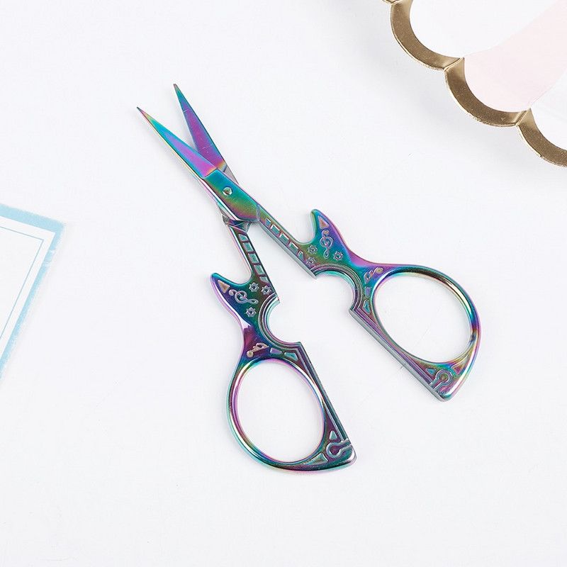 1Gb Izturīgs nerūsējošais tērauds Vintage klasiskās izšūšanas šķēres nagu mākslas ģitāras formas šķēres griezēji stila rīki