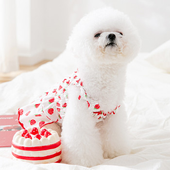 Άνοιξη Καλοκαίρι Strawberry Full Print Ρούχα για σκύλους για γάτα Φόρεμα γιλέκο με δύο πόδια Μασκότ με φούστα κατοικίδιων ζώων
