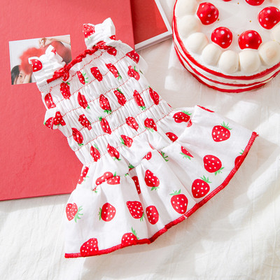 Pavasara vasara zemeņu pilna apdruka kucēnu suņu apģērbi kaķu divkājainu veste kleita plānas daļas elpojoši mājdzīvnieku suņu svārki maskoti