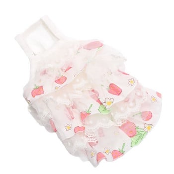 Φόρεμα για σκύλους και γάτες Tutu Floral & Strawberry Pet Puppy Φούστα Ανοιξιάτικα/Καλοκαίρι Ρούχα