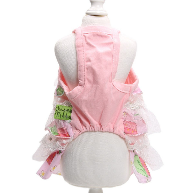 Suņa un kaķa kleita Tutu ziedu un zemeņu dizaina mājdzīvnieku kucēna svārki pavasara/vasaras apģērbs