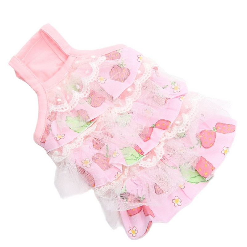 Suņa un kaķa kleita Tutu ziedu un zemeņu dizaina mājdzīvnieku kucēna svārki pavasara/vasaras apģērbs