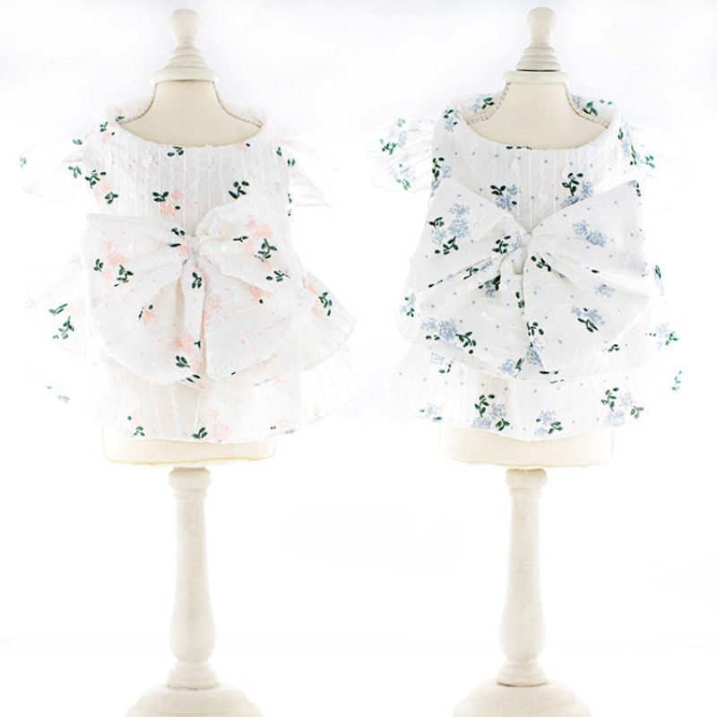 Jauka ziedu kleita sunim Vasaras kaķu suņu izstrādājumi Princeses svārki Yorkie Pomeranian Shih Tzu Maltas pūdelis Bišons šnaucers Apģērbs