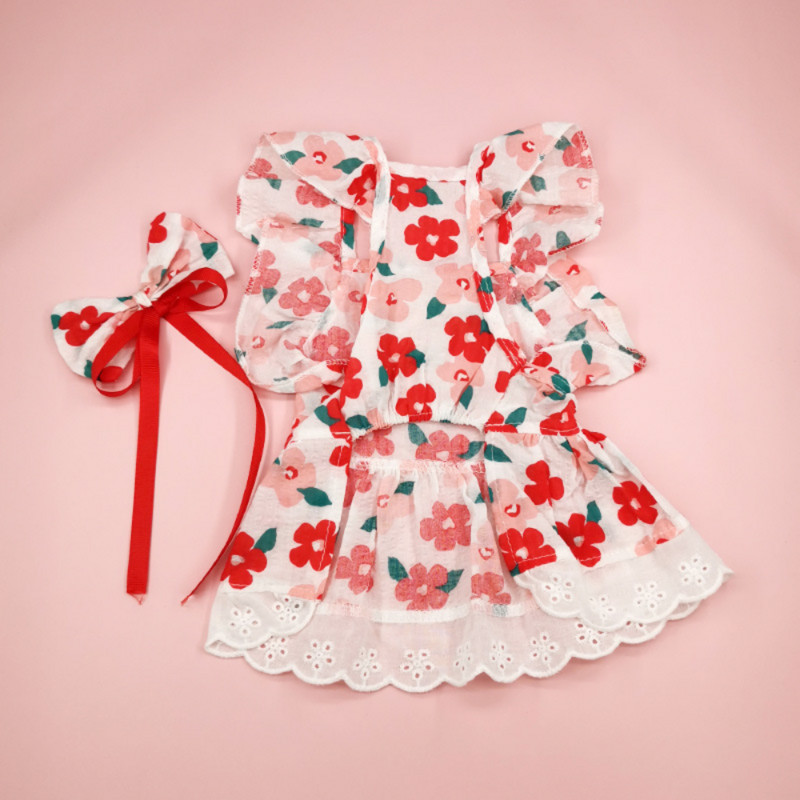 Maza kleita sunim Pavasaris Vasaras Kaķis Mode Princese Svārki Mājdzīvnieks Ziedu Mežģīņu krekls Kucēns Jauki Iejūgs Jorkšīras Pomerānijas Čivava