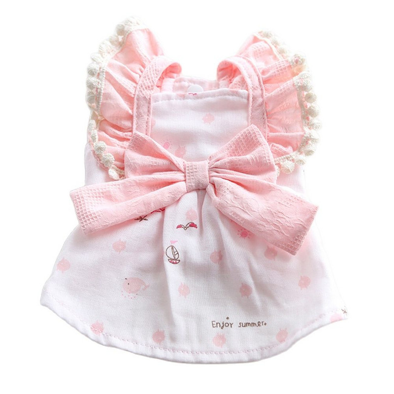 Koerte ja kasside kleit seelik pits ja vibu disain lemmiklooma kutsika kevad/suveriided 2 värvi