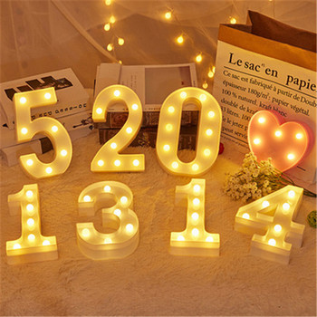Φωτιστικό 22cm Φωτεινό LED Letter Night Light 26 Αγγλικό Αλφάβητο Αριθμός Μπαταρία Φωτιστικό Diwali Ρομαντικό Χριστουγεννιάτικο Διακόσμηση Γάμου.