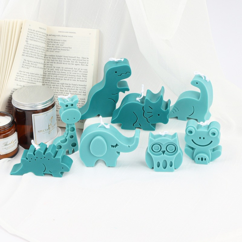 DIY dinozauru sērija aromterapijas sveces silikona veidne, dažādi ar rokām darināti dzīvnieku piederumi 3D sveču komplekti rakstāmgalda dekorācijas artefakts