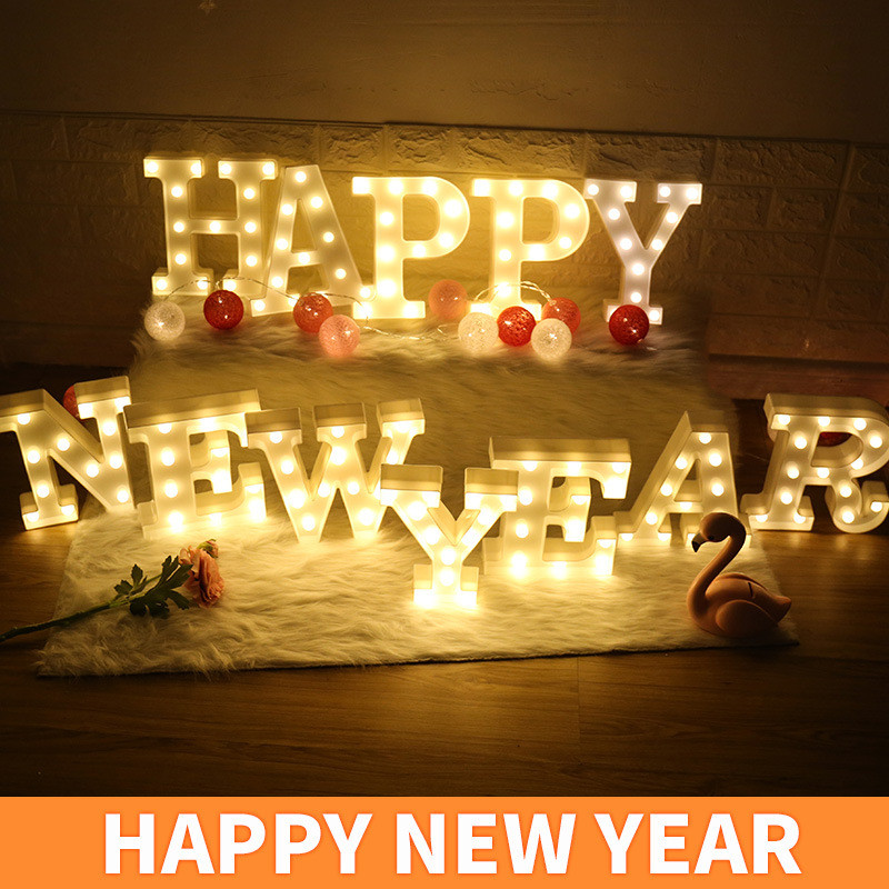 Dekoratīvie burti Alfabēta burti LED gaismas Gaismas ciparu lampas dekorēšana Baterija nakts gaismas ballīte mazuļa guļamistabas dekorēšana