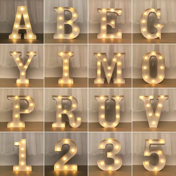 Ονομασία Γράμματα Αλφάβητο Γράμμα LED Φωτιστικά Φωτεινή Αριθμός Διακοσμητικό Φωτιστικό Νύχτας Χριστουγεννιάτικο πάρτι Γάμου Διακόσμηση