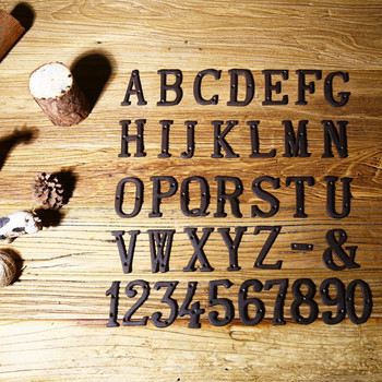 Метални букви, цифри, надписи от A до Z 0 до 9 Декорация от чугун Табела за врата Направи си сам Кафе Стена красива патина Символ