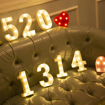 Γράμμα αλφαβήτου LED Νύχτες Εξατομικευμένα στολίδια Φώτα Αριθμός Διακόσμηση φωτιστικών Δωμάτιο πάρτυ γάμου Διακοσμήσεις σπιτιού τοίχου γενεθλίων