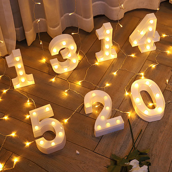 Буква от азбука LED нощи Персонализирани орнаменти Светлини Номер Лампа Декор Стая за сватбено тържество Рожден ден Стена Декорации за дома