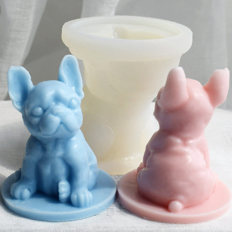 DIY buldog alusega silikoonküünla vormiga kutsika seebi vaigu krohvi valmistamise komplekt loomajää šokolaadi tarretisest vormi koogi kaunistus kingitused