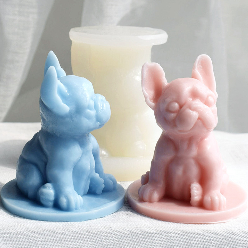 DIY buldog alusega silikoonküünla vormiga kutsika seebi vaigu krohvi valmistamise komplekt loomajää šokolaadi tarretisest vormi koogi kaunistus kingitused