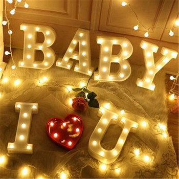 26 букви 16/22 см цифра светла сватбена украса Baby Shower Свети Валентин Честит рожден ден Декорация за парти от пластмасов материал.