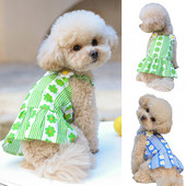 Suņu kleita ar ziedu apdruku, pogas sprādze, spilgta mājdzīvnieku veste, kucēna bezpiedurkņu drēbes vasarai