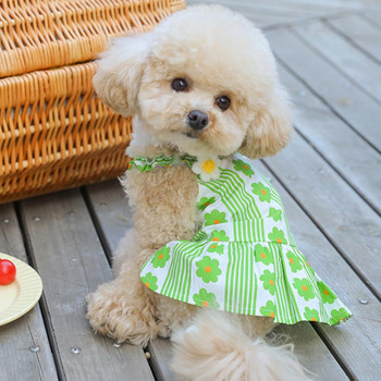 Φόρεμα σκύλου με λουλουδένια αγκράφα με κουμπιά Ζωντανό γιλέκο για κατοικίδια, αμάνικα ρούχα για το καλοκαίρι