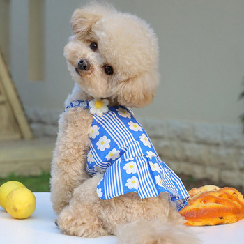 Кучешка рокля с цветни щампи, катарама, жилетка за домашни любимци, кученце, дрехи без ръкави за лятото