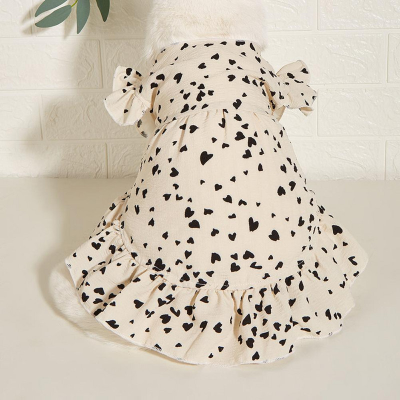 Kaķa kleita mājdzīvnieku suns princeses kleita omulīga pogām kucēna kleita ar sirds apdruku vasarā ikdienas valkāšanai