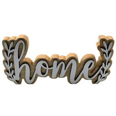 Koka rotājumi Mājai Ģimene Angļu burtu zīmes Radošs zemniecisks stils mājas galda dekorēšanai