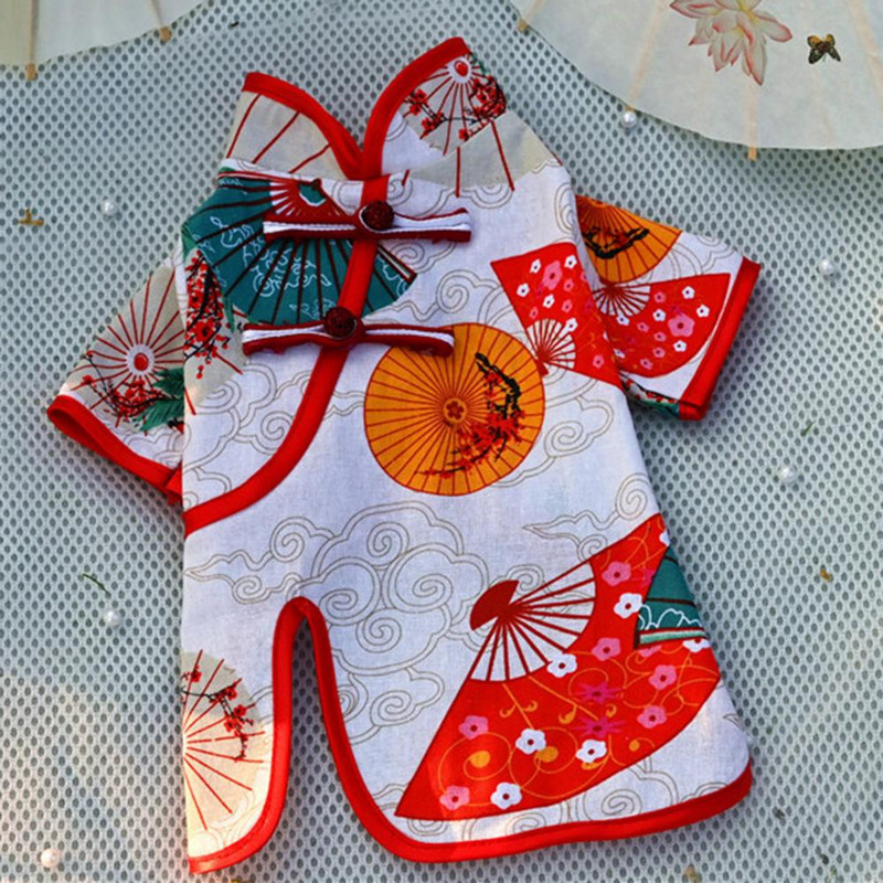 Lemmikloomakleit Stiilne ketaspandlaga Lemmikloomariided Koerakleit Kevadsuvi Cheongsami riided peorõivad