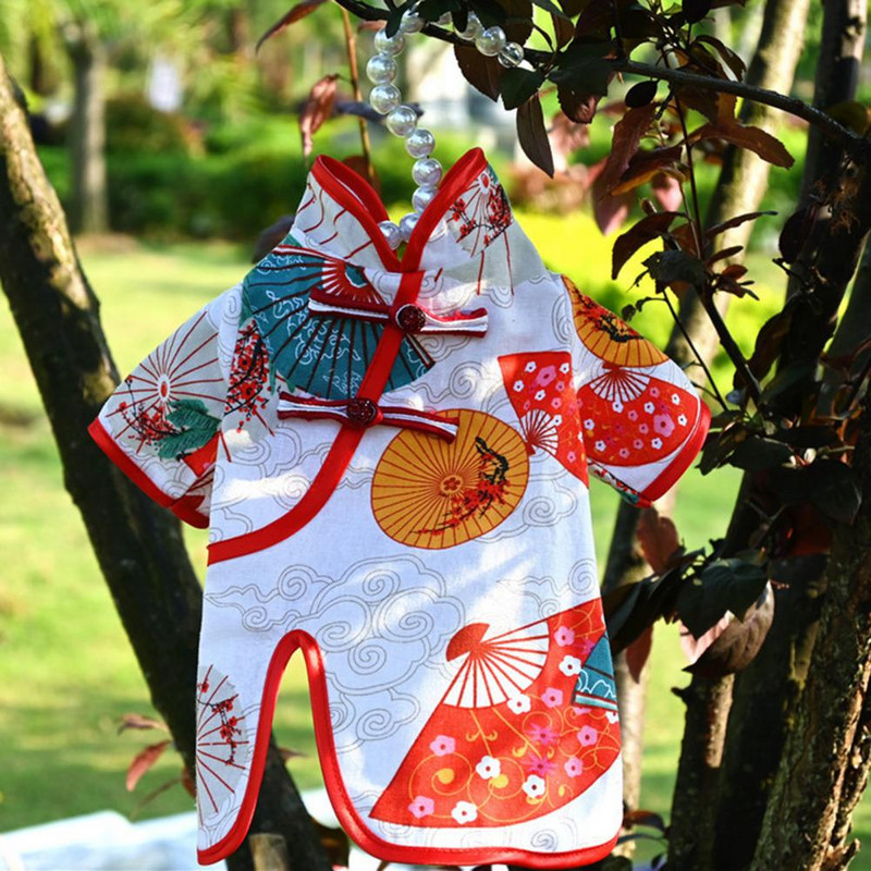 Lemmikloomakleit Stiilne ketaspandlaga Lemmikloomariided Koerakleit Kevadsuvi Cheongsami riided peorõivad