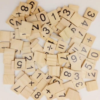 100 бр. Плочка с азбука Пълен набор от дървени бележки с числа за ръчна изработка на дума Име Tage Комплект букви
