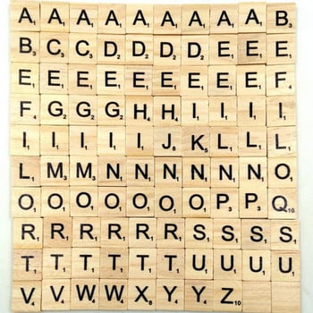 100 бр. Плочка с азбука Пълен набор от дървени бележки с числа за ръчна изработка на дума Име Tage Комплект букви