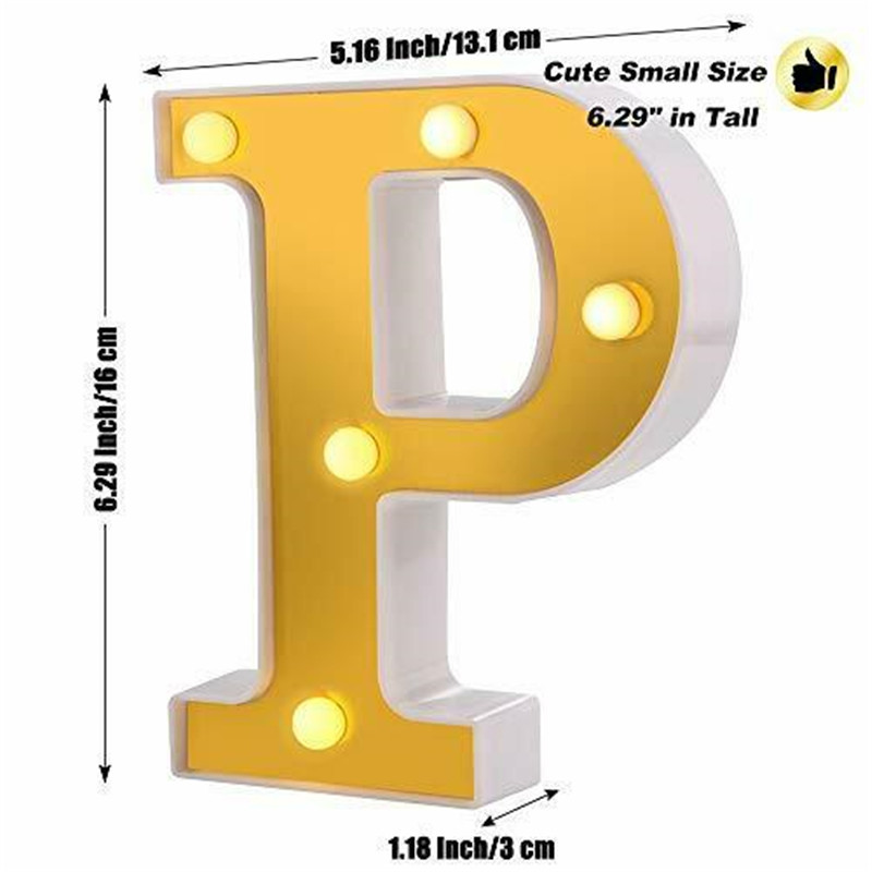 16 cm zelta gaišs 26 angļu LED burtu nakts gaisma alfabēta ciparu lampa Ziemassvētku kāzu dzimšanas dienas ballīte Ierosināt dekorāciju