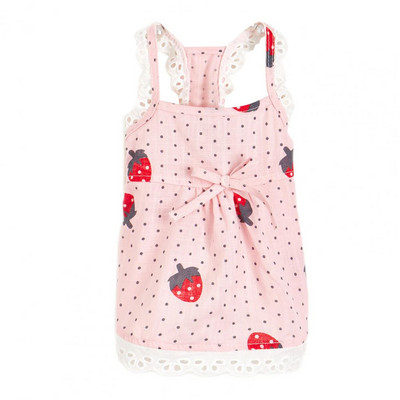 Mājdzīvnieku kleita Mājdzīvnieka veste bez piedurknēm zemeņu apģērbi, stropi, burvīgi vēja necaurlaidīgi, elpojoši zemeņu raksti, kroku apmales aizsardzība