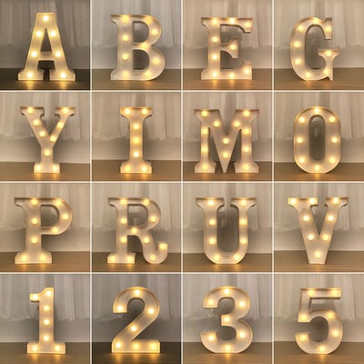 26 букви от азбука LED светлини Светеща лампа с цифри Сватбена декоративна нощна лампа Новогодишно парти Декорация на бебешка спалня