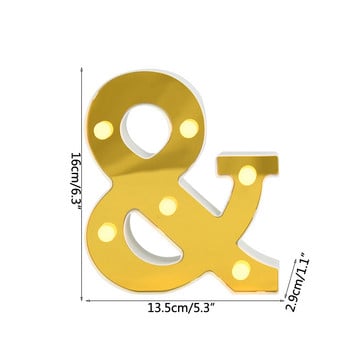 1 τεμ. Χρυσό Λευκό Γράμμα Αλφάβητο Γράμμα & Φώτα LED Φωτεινό Φωτιστικό Διακόσμηση Μπαταρία Φωτιστικό Νυχτερινό Πάρτι Διακόσμηση κρεβατοκάμαρας μωρού