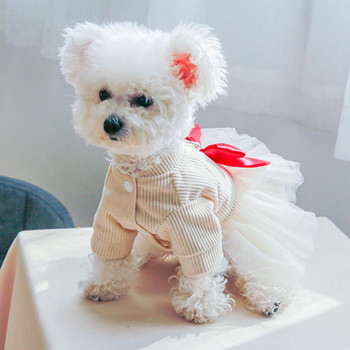Φόρεμα για σκύλους Σκύλος Γάτα Πριγκίπισσα Φούστα από τούλι Διχτυωτό μάτι με στρογγυλή λαιμόκοψη Παπιγιόν με δύο πόδια Καθημερινά ρούχα για κατοικίδια